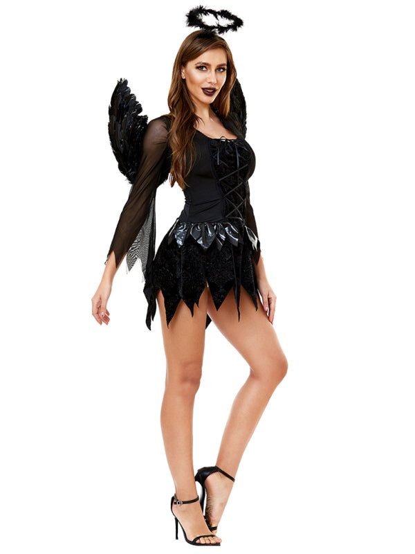 Blue Zone Planet | Halloween Winged Black Angel Costume Costume Adult-TOPS / DRESSES-[Adult]-[Female]-2022 Online Blue Zone Planet