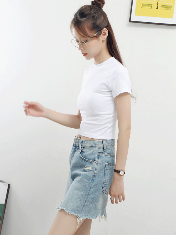 Half Turtleneck Short Sleeve Top-[Adult]-[Female]-2022 Online Blue Zone Planet