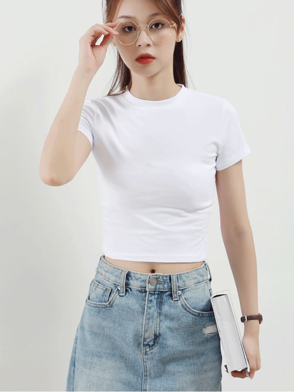 Half Turtleneck Short Sleeve Top-[Adult]-[Female]-Raw white off white-S-2022 Online Blue Zone Planet