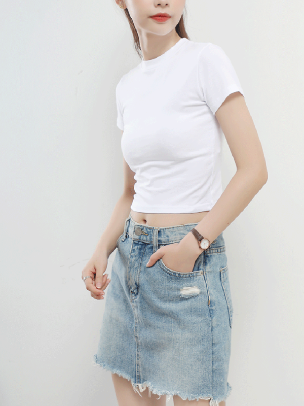 Half Turtleneck Short Sleeve Top-[Adult]-[Female]-2022 Online Blue Zone Planet