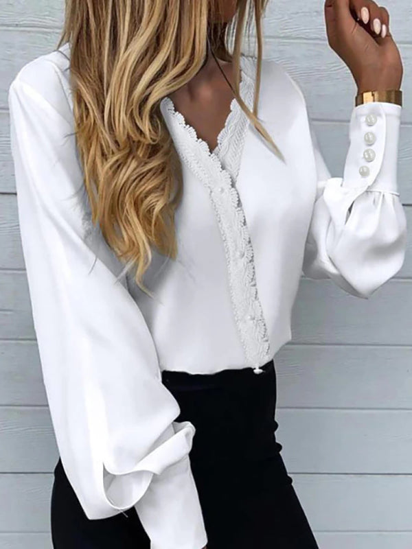 Blue Zone Planet | Printed Lace Long Sleeve Top BLUE ZONE PLANET