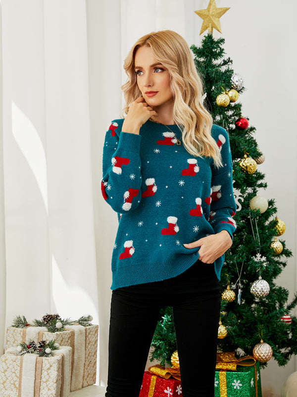 Blue Zone Planet | Women's Winter Knit Christmas Sweater-TOPS / DRESSES-[Adult]-[Female]-Blue-S-2022 Online Blue Zone Planet