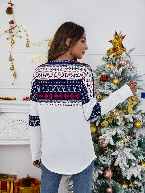 Blue Zone Planet |  Christmas knitted long-sleeved tops BLUE ZONE PLANET