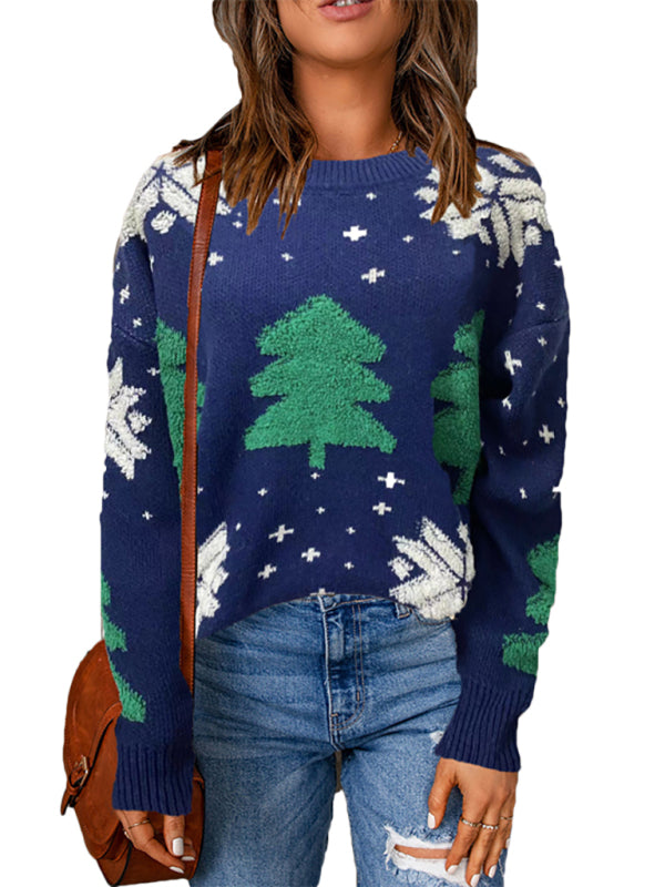 Women's pullover Christmas long sleeve sweater-[Adult]-[Female]-2022 Online Blue Zone Planet