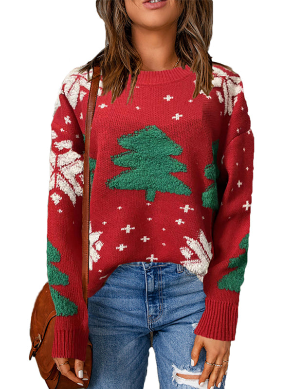 Women's pullover Christmas long sleeve sweater-[Adult]-[Female]-2022 Online Blue Zone Planet