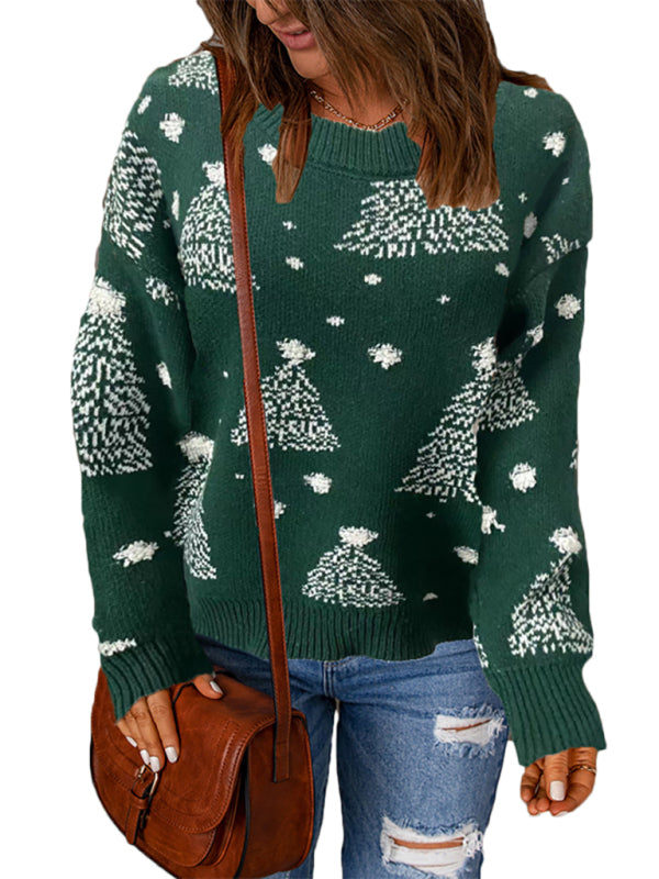 Blue Zone Planet | Women's Casual Knit Christmas Tree Sweater-TOPS / DRESSES-[Adult]-[Female]-2022 Online Blue Zone Planet