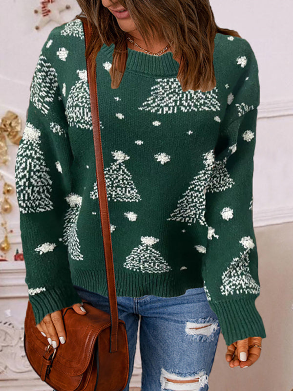 Blue Zone Planet | Women's Casual Knit Christmas Tree Sweater-TOPS / DRESSES-[Adult]-[Female]-Green-S-2022 Online Blue Zone Planet