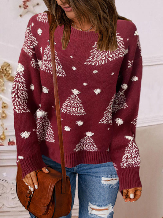 Blue Zone Planet |  Women's Casual Knit Christmas Tree Sweater