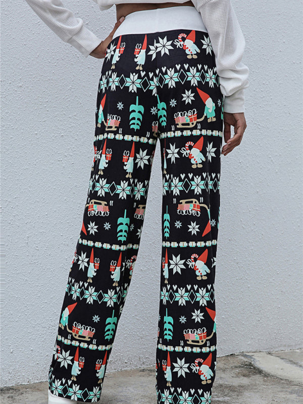 Women Festival Pattern Knit Polyester Pants-[Adult]-[Female]-2022 Online Blue Zone Planet