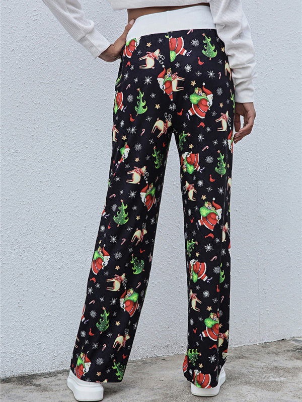 Women Festival Pattern Knit Polyester Pants-[Adult]-[Female]-2022 Online Blue Zone Planet