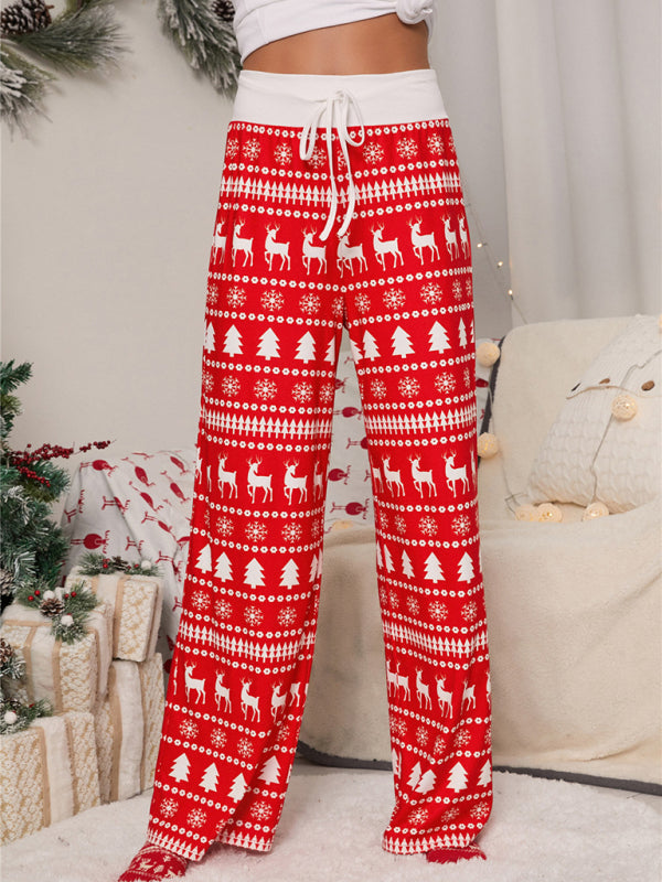 Women Festival Pattern Knit Polyester Pants-[Adult]-[Female]-2022 Online Blue Zone Planet