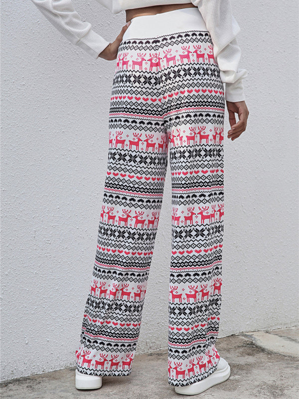 Women Festival Pattern Knit Polyester Pants-[Adult]-[Female]-2022 Online Blue Zone Planet