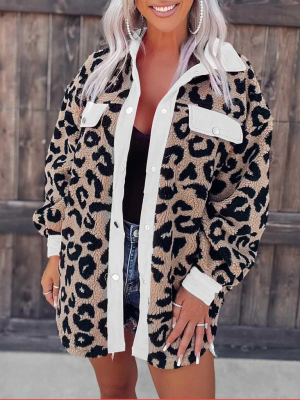 Blue Zone Planet | furry clothes plush jacket women leopard print furry jacket BLUE ZONE PLANET