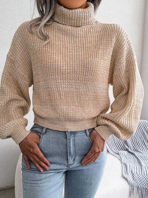 Lantern Drop Sleeve Turtleneck Knit Sweater BLUE ZONE PLANET