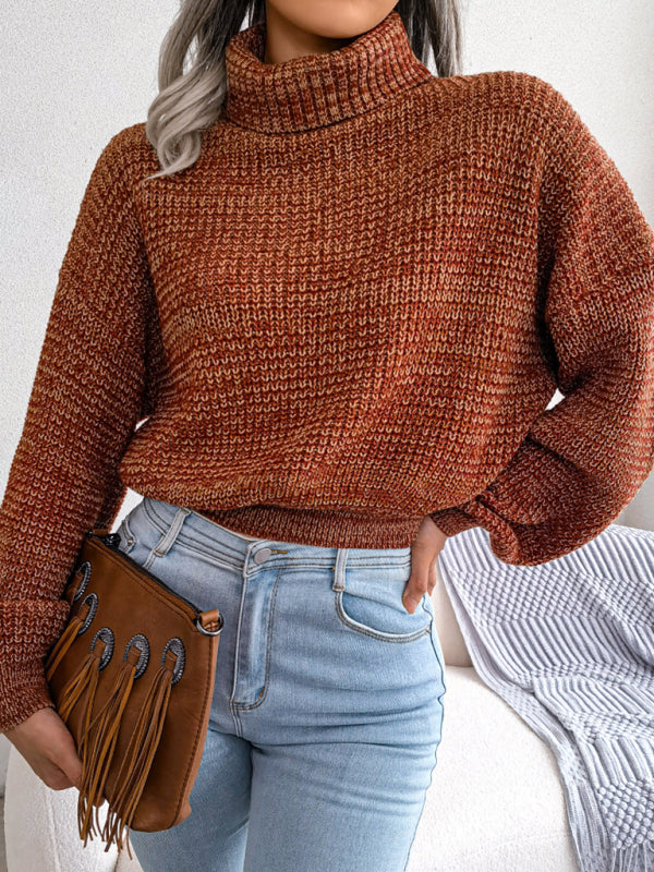 Lantern Drop Sleeve Turtleneck Knit Sweater BLUE ZONE PLANET