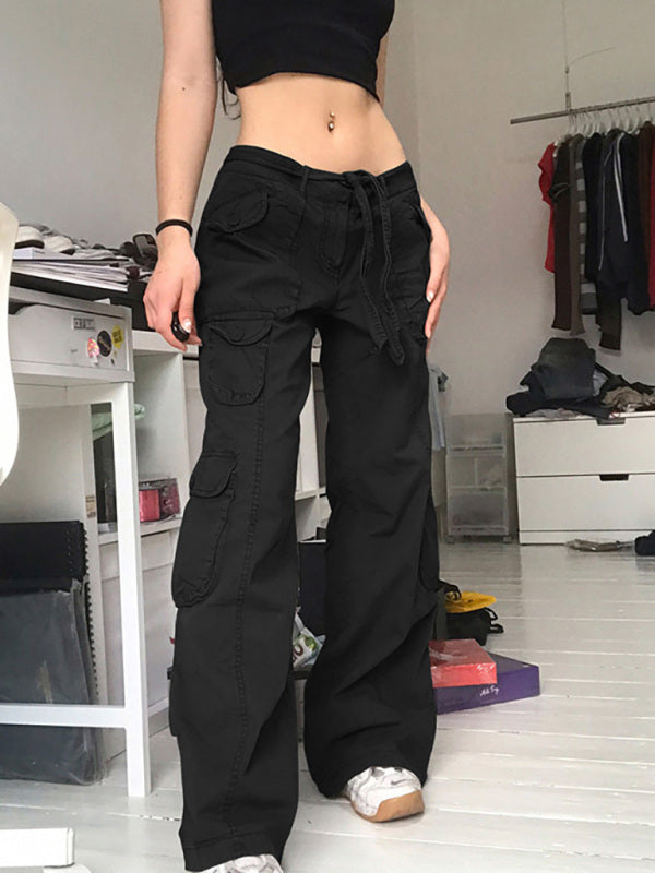 Vintage Workwear Wide Leg Loose Straight Jeans-[Adult]-[Female]-Black-S-2022 Online Blue Zone Planet