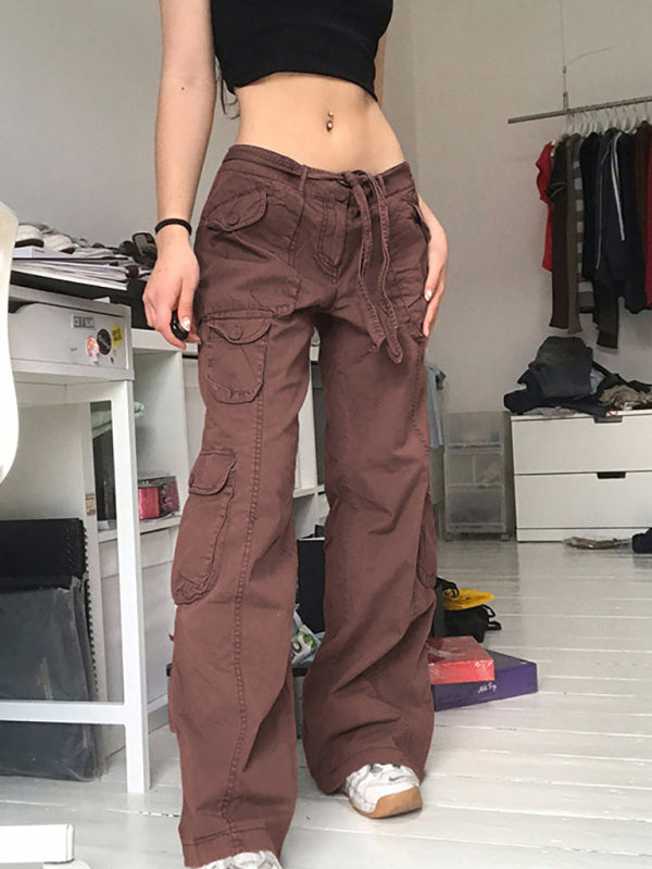 Vintage Workwear Wide Leg Loose Straight Jeans-[Adult]-[Female]-Camel-S-2022 Online Blue Zone Planet