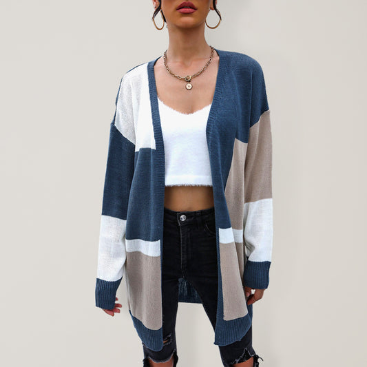 Blue Zone Planet |  Beatrice's color block knitted cardigan BLUE ZONE PLANET