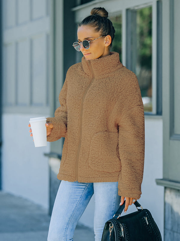 Cozy Sherpa Winter Warm Coat-TOPS / DRESSES-[Adult]-[Female]-Khaki-S-2022 Online Blue Zone Planet