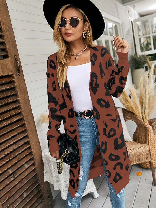 Blue Zone Planet |  leopard print knitted jacket cardigan sweater BLUE ZONE PLANET