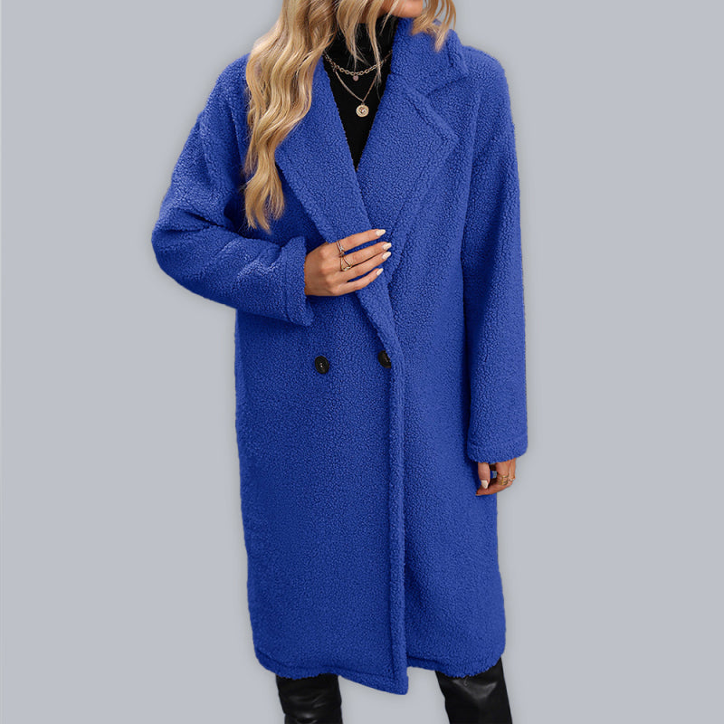 Women's mid-length thickened grain woolen blue red coat coat-[Adult]-[Female]-Blue-S-2022 Online Blue Zone Planet