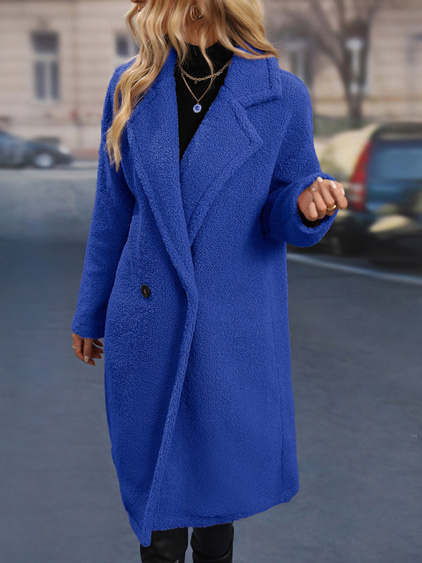 Women's mid-length thickened grain woolen blue red coat coat-[Adult]-[Female]-2022 Online Blue Zone Planet
