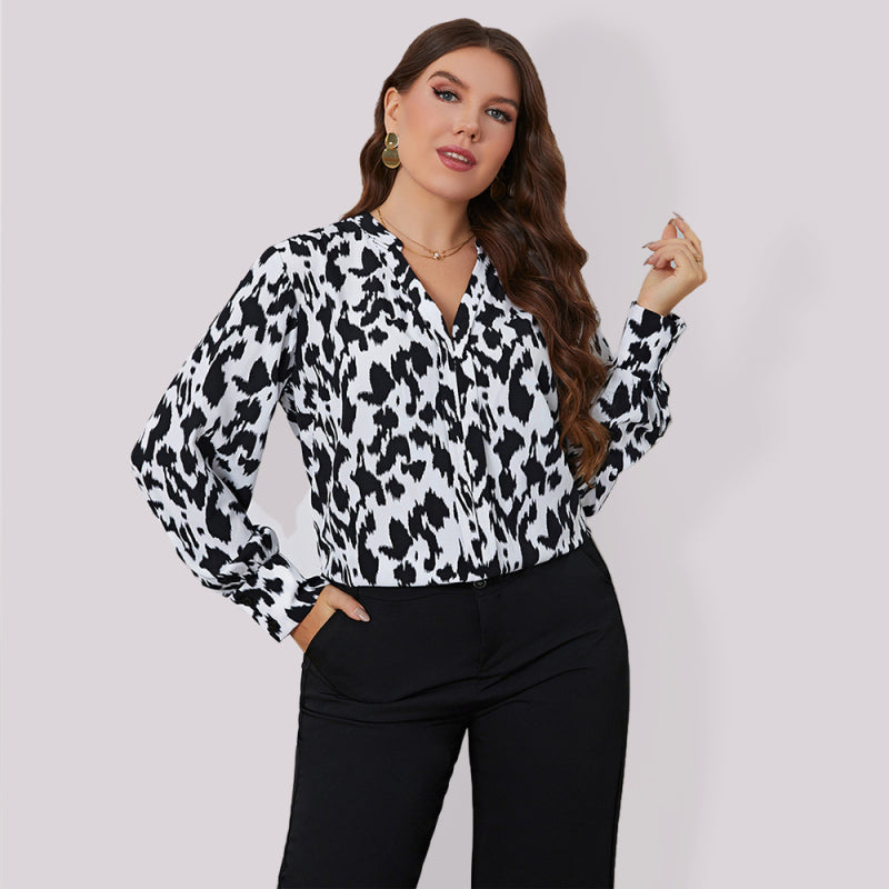 Plus size fashion niche retro foreign gas leopard shirt-[Adult]-[Female]-Black-XL-2022 Online Blue Zone Planet