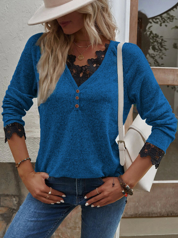 New stitching knitted sweater cashmere sweater T-shirt-TOPS / DRESSES-[Adult]-[Female]-2022 Online Blue Zone Planet