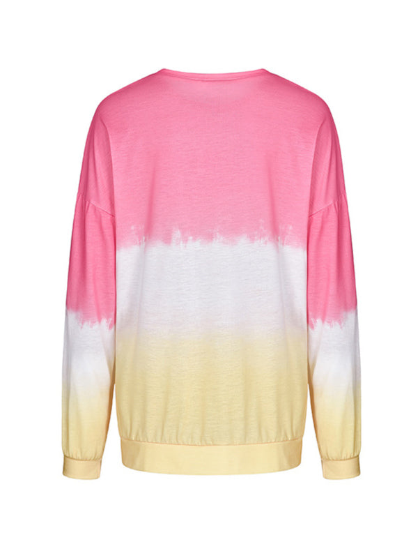 Blue Zone Planet | Sweatshirt Top Rainbow Gradient Printed Long Sleeve Sweatshirt-TOPS / DRESSES-[Adult]-[Female]-2022 Online Blue Zone Planet