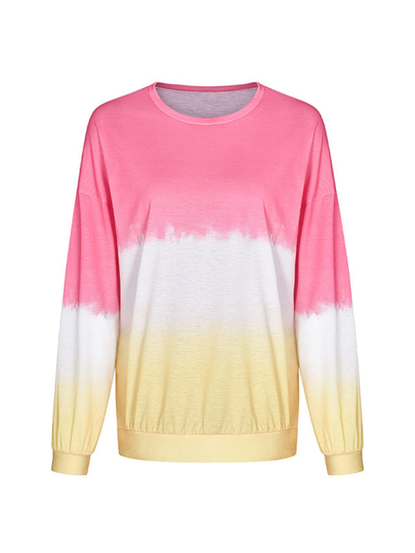 Blue Zone Planet | Sweatshirt Top Rainbow Gradient Printed Long Sleeve Sweatshirt-TOPS / DRESSES-[Adult]-[Female]-2022 Online Blue Zone Planet