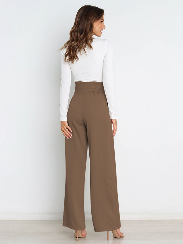 Blue Zone Planet |  Solid Color All-Matching Belted Wide-Leg Trousers BLUE ZONE PLANET