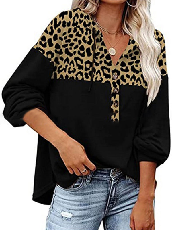 Women's New Tops Printed Stitching Loose Thickened Fleece Sweater-[Adult]-[Female]-Black-S-2022 Online Blue Zone Planet