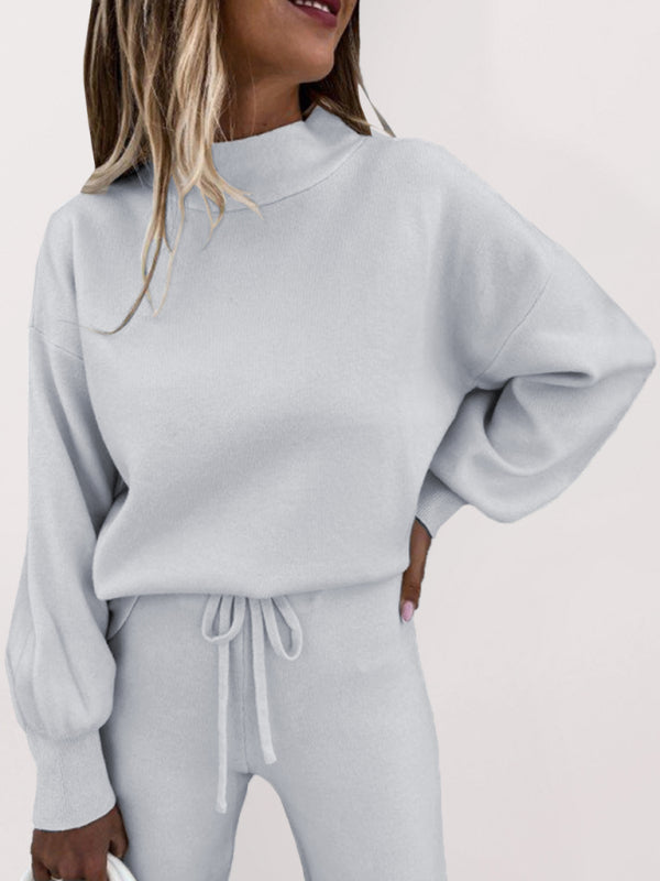 Women's Solid Color Turtleneck Long Sleeve Casual Suit-TOPS / DRESSES-[Adult]-[Female]-White-S-2022 Online Blue Zone Planet