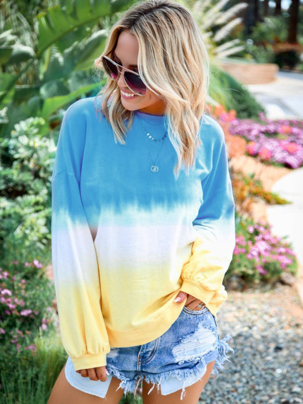 Tina's Tie Dye Rainbow Print Long Sleeve Sweatshirt-TOPS / DRESSES-[Adult]-[Female]-2022 Online Blue Zone Planet