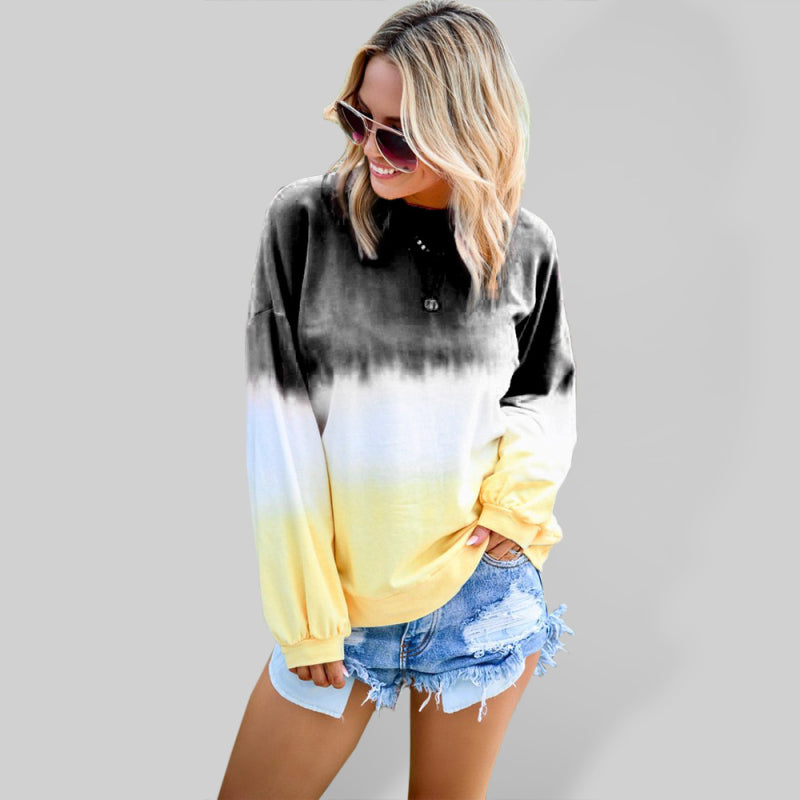 Tina's Tie Dye Rainbow Print Long Sleeve Sweatshirt-TOPS / DRESSES-[Adult]-[Female]-Black-S-2022 Online Blue Zone Planet