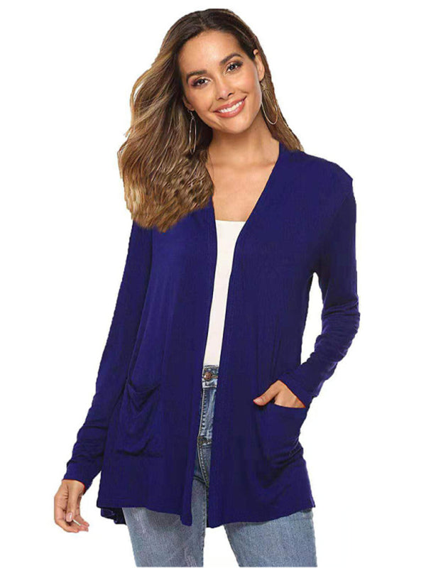 Blue Zone Planet | all-match mid-length long-sleeved cardigan kakaclo
