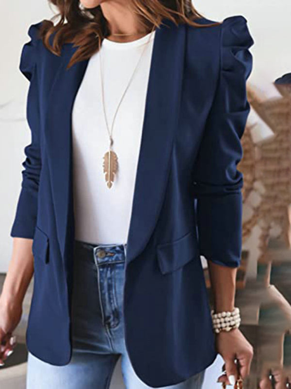 Blue Zone Planet | commuting long-sleeved shoulder pad puff sleeve slim suit BLUE ZONE PLANET