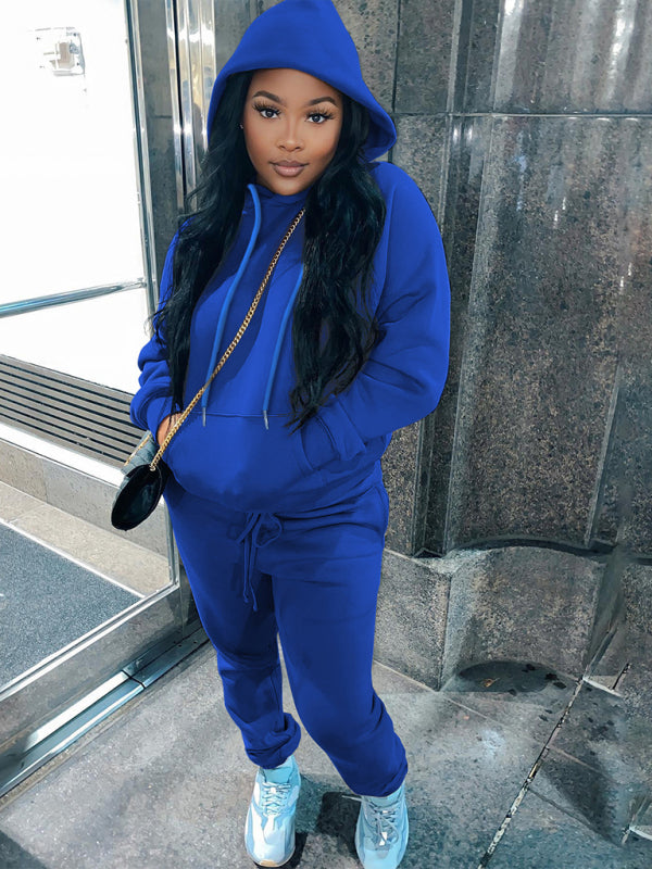 Casual fleece sweater two-piece hoodie tracksuit-TOPS / DRESSES-[Adult]-[Female]-2022 Online Blue Zone Planet