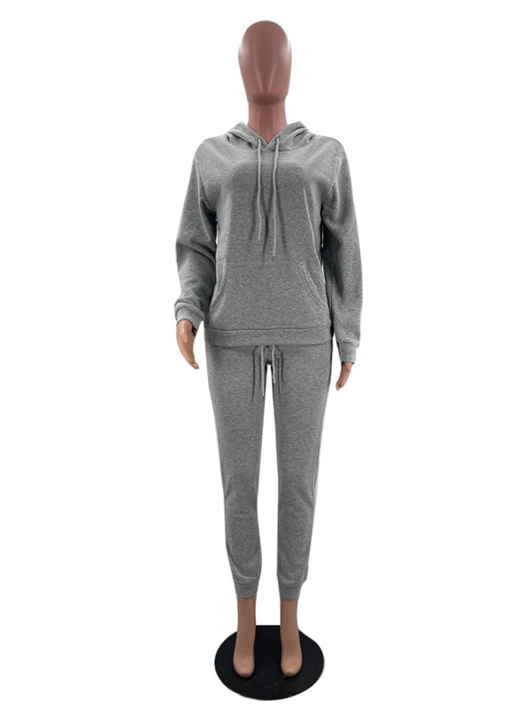 Casual fleece sweater two-piece hoodie tracksuit-TOPS / DRESSES-[Adult]-[Female]-2022 Online Blue Zone Planet