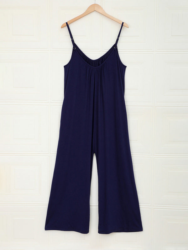 Blue Zone Planet |  Women's casual suspenders jumpsuit loose simple wide-leg jumpsuit kakaclo