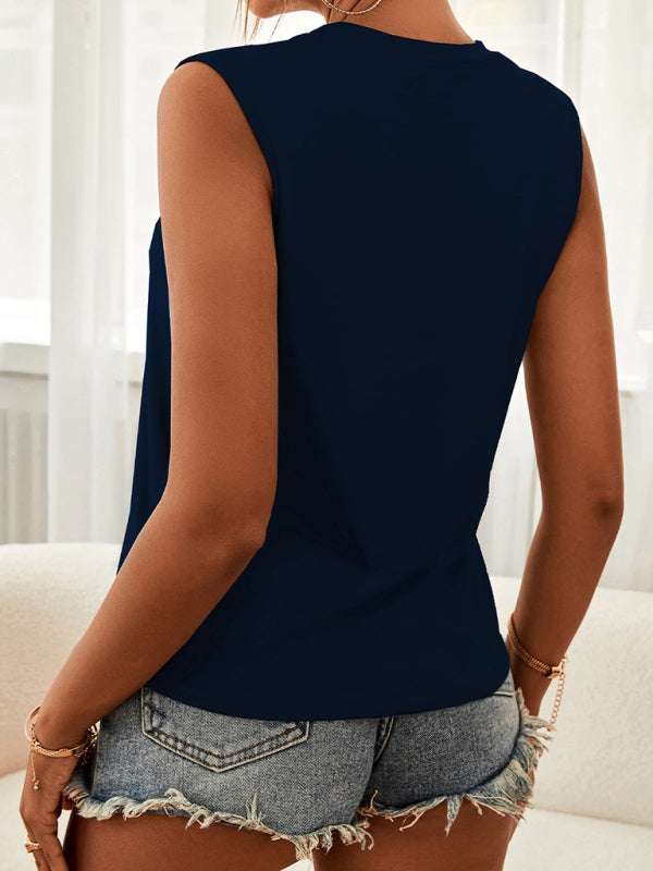 Blue Zone Planet | Knitted Round Neck Hollow Design Vest BLUE ZONE PLANET