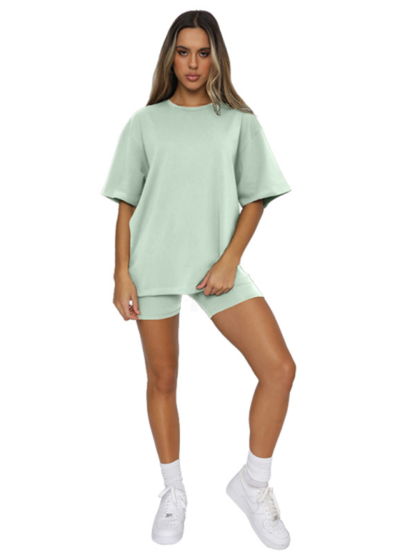 Blue Zone Planet |  solid color short-sleeved + shorts two-piece sets BLUE ZONE PLANET