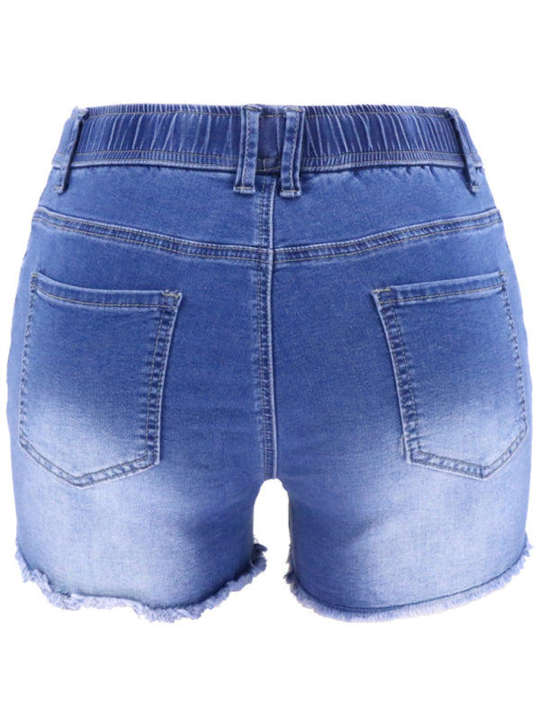 slim all-match ripped denim shorts-[Adult]-[Female]-2022 Online Blue Zone Planet