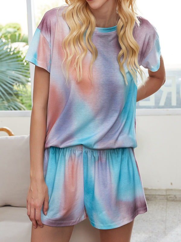 Blue Zone Planet | print tie-dye gradient star pajamas short-sleeved homewear set BLUE ZONE PLANET