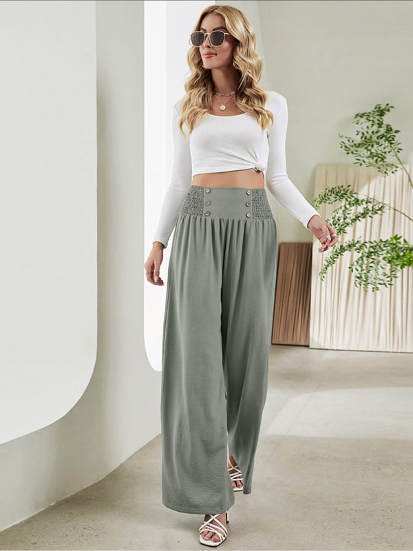 Blue Zone Planet | woven high waist wide leg pants-TOPS / DRESSES-[Adult]-[Female]-2022 Online Blue Zone Planet