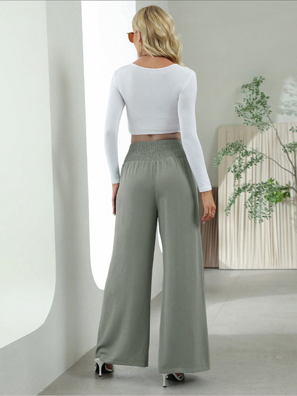 Blue Zone Planet | woven high waist wide leg pants-TOPS / DRESSES-[Adult]-[Female]-2022 Online Blue Zone Planet