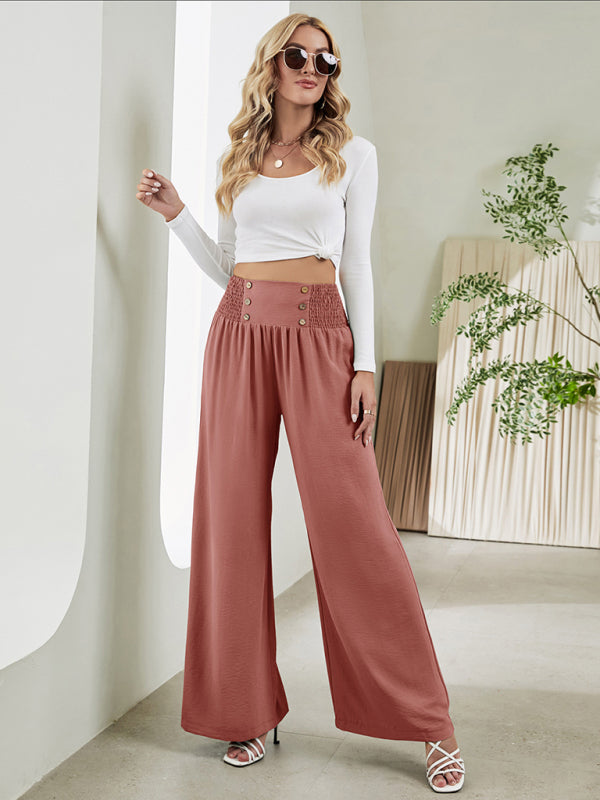 Blue Zone Planet | woven high waist wide leg pants-TOPS / DRESSES-[Adult]-[Female]-2022 Online Blue Zone Planet