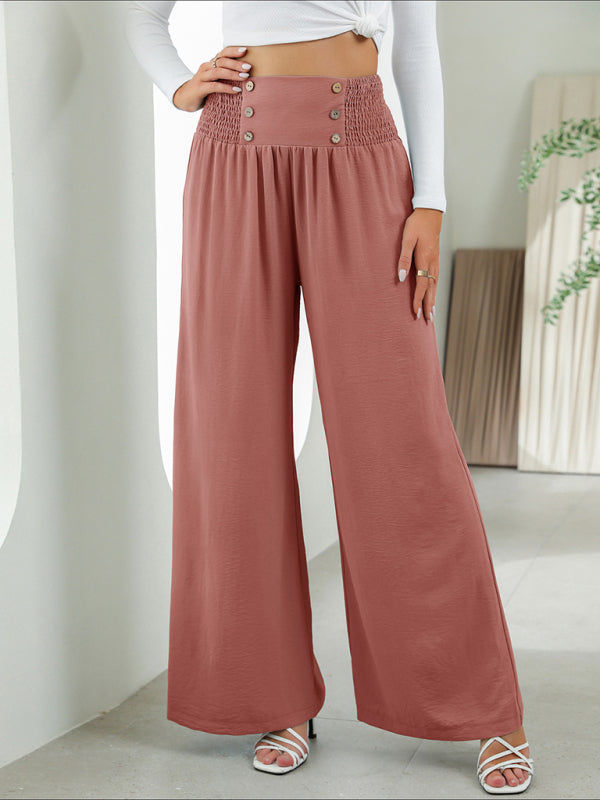 Blue Zone Planet | woven high waist wide leg pants-TOPS / DRESSES-[Adult]-[Female]-2022 Online Blue Zone Planet