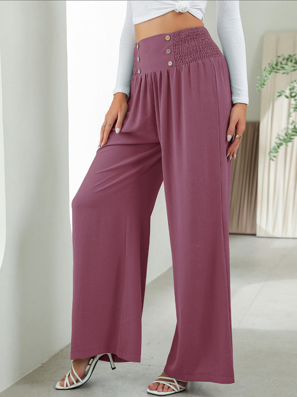 Blue Zone Planet | woven high waist wide leg pants-TOPS / DRESSES-[Adult]-[Female]-2022 Online Blue Zone Planet