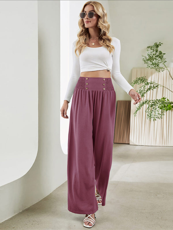 Blue Zone Planet | woven high waist wide leg pants-TOPS / DRESSES-[Adult]-[Female]-Purple-S-2022 Online Blue Zone Planet